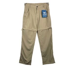 White Sierra Convertible Pants sz M Khaki Zip Off Hiking Outdoor athleisure